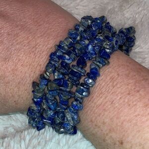 Lapis Lazuli Chip Stone Beaded Necklace or Multi strand Bracelet